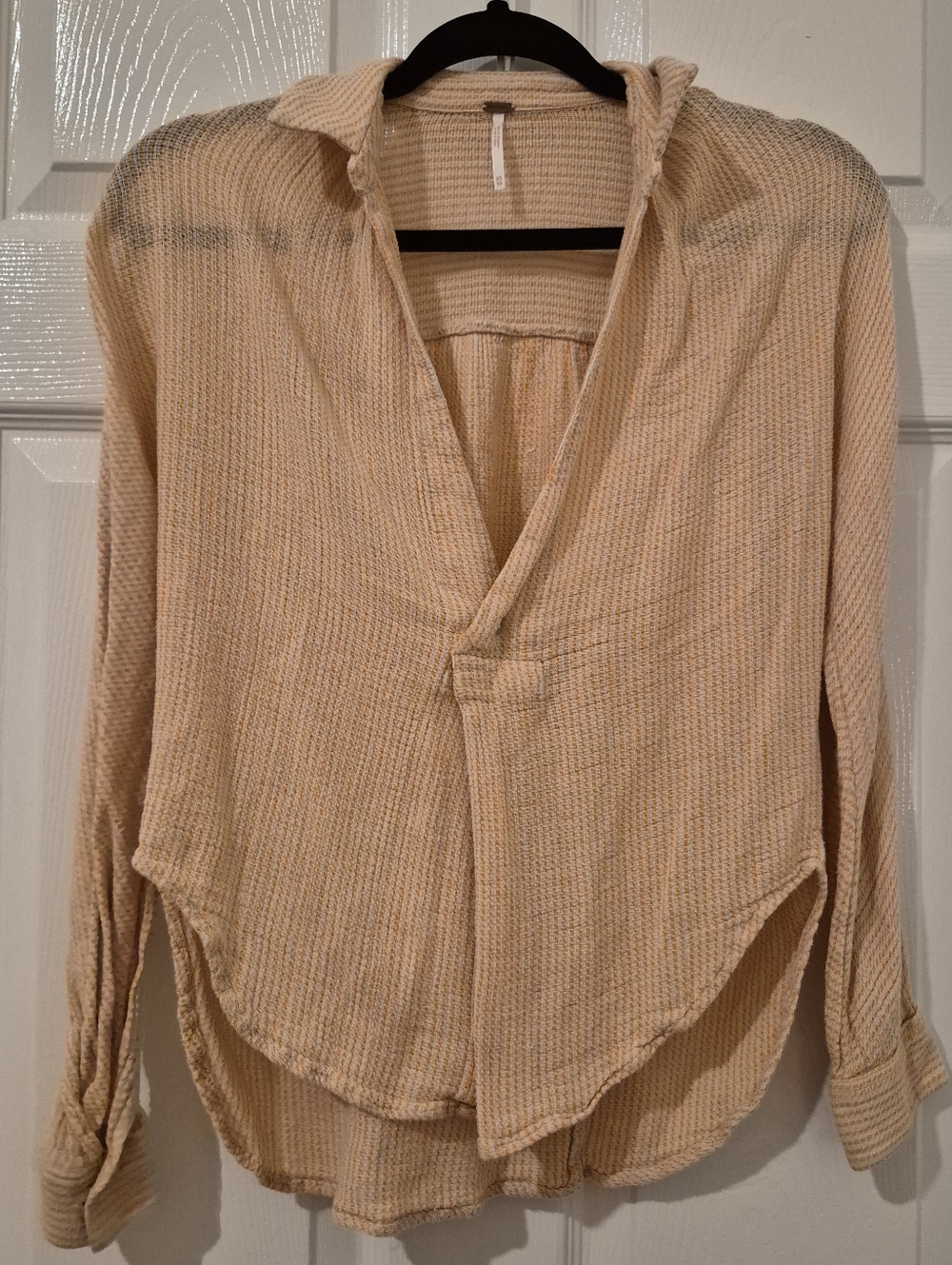 Free People | XS TALL PETITE | Long Sleeve Knit Top Womens Orange Stripe V Neck